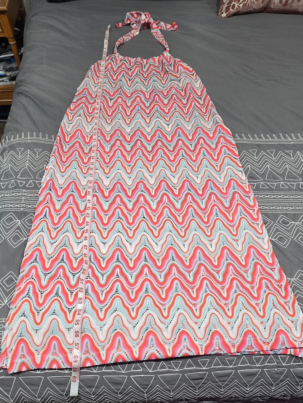 Trina Turk Serafina Crochet Halter Maxi Swim Cover Up Dress Size Medium - Picture 2 of 10